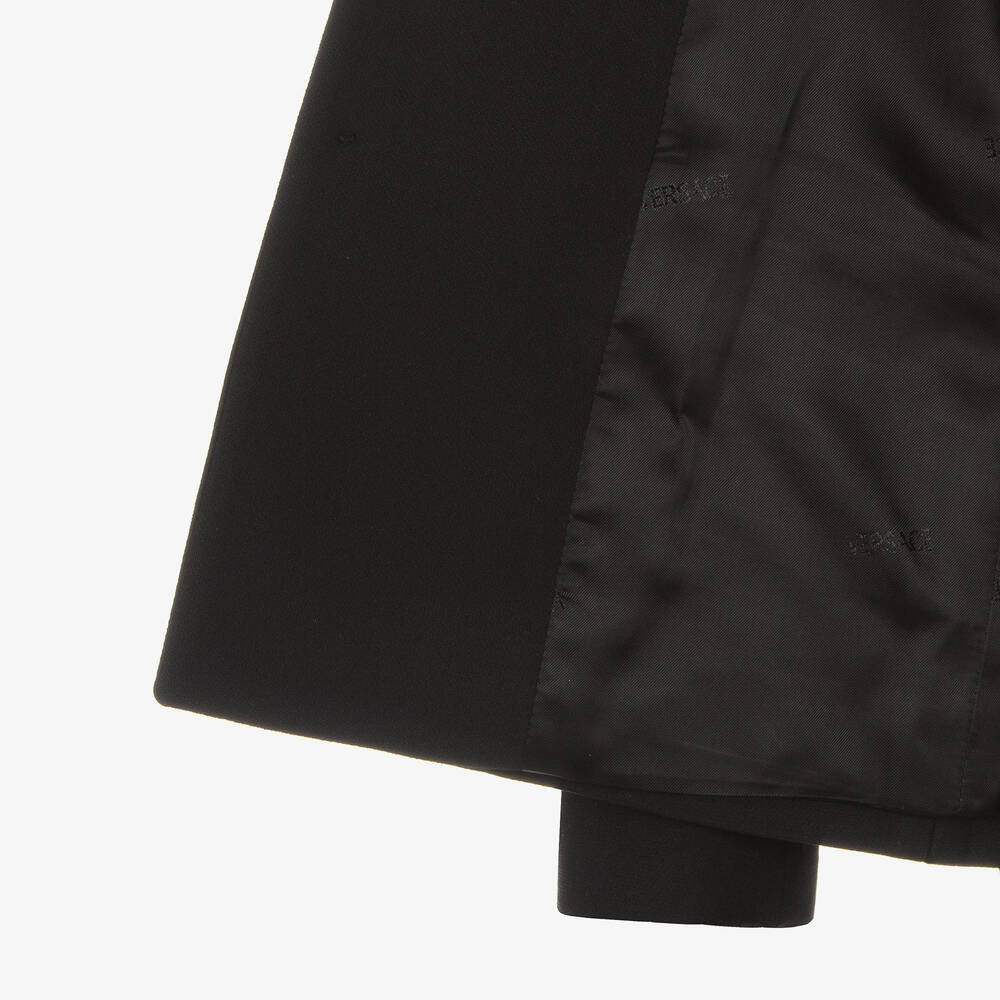 Versace-جاكيت بلايزر مزيج فيسكوز لون أسود وذهبي | Childrensalon Outlet