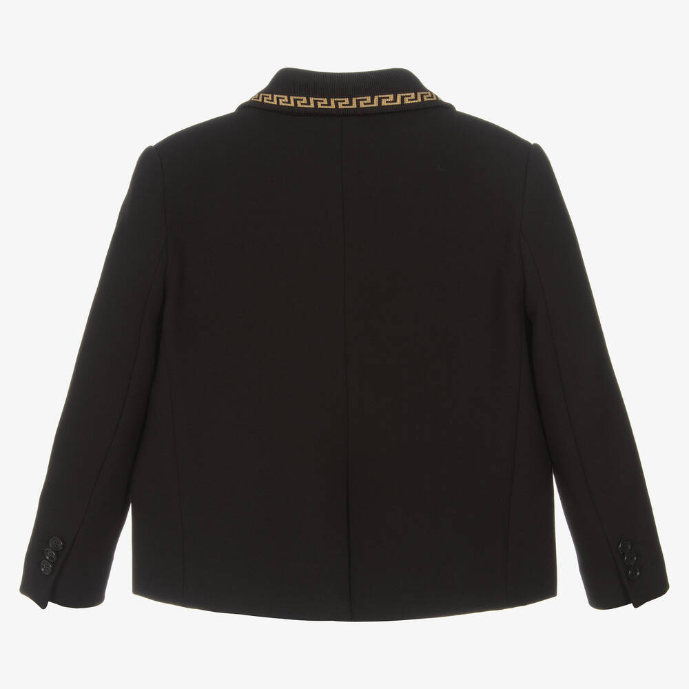 Versace-جاكيت بلايزر مزيج فيسكوز لون أسود وذهبي | Childrensalon Outlet