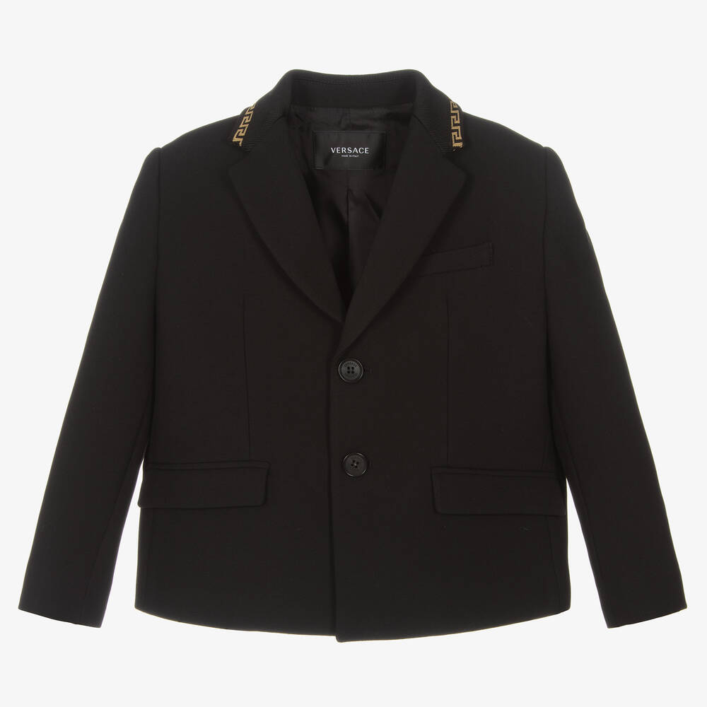 Versace - Boys Black & Gold Greca Blazer | Childrensalon