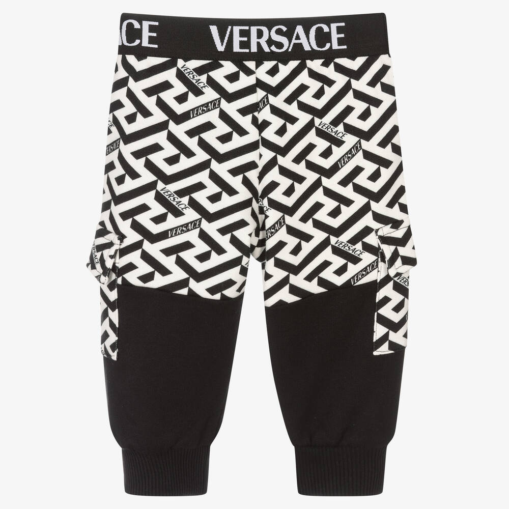 Versace-جوغرز أطفال ولادي قطن لون أسود وأبيض | Childrensalon Outlet