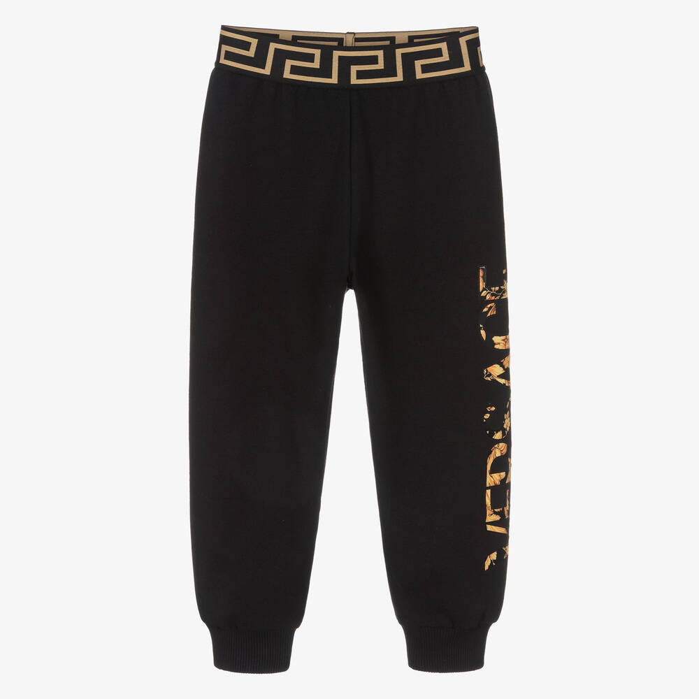 Versace - Bas de jogging noir Greca garçon | Childrensalon