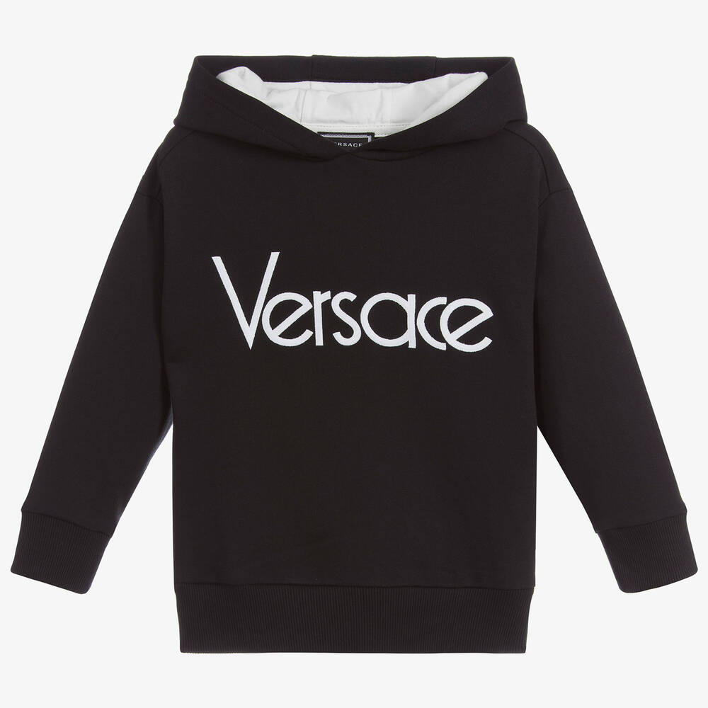 Versace - Boys Black Logo Hoodie  | Childrensalon