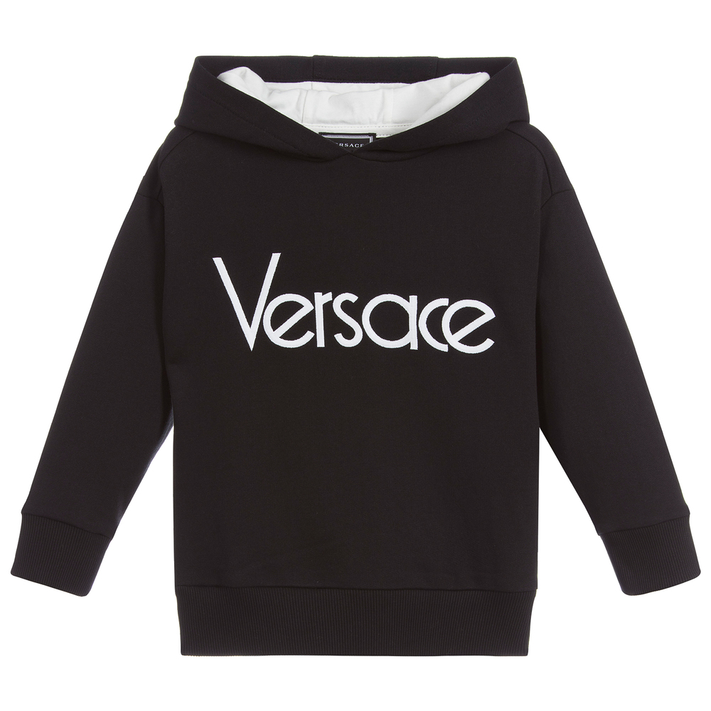 Versace - Boys Black Logo Hoodie  | Childrensalon