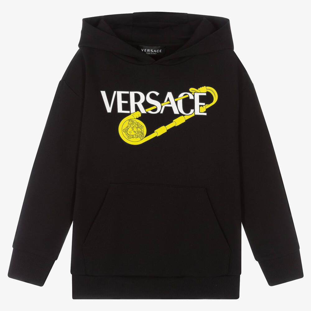 Versace - توب هودي قطن لون أسود للأولاد | Childrensalon