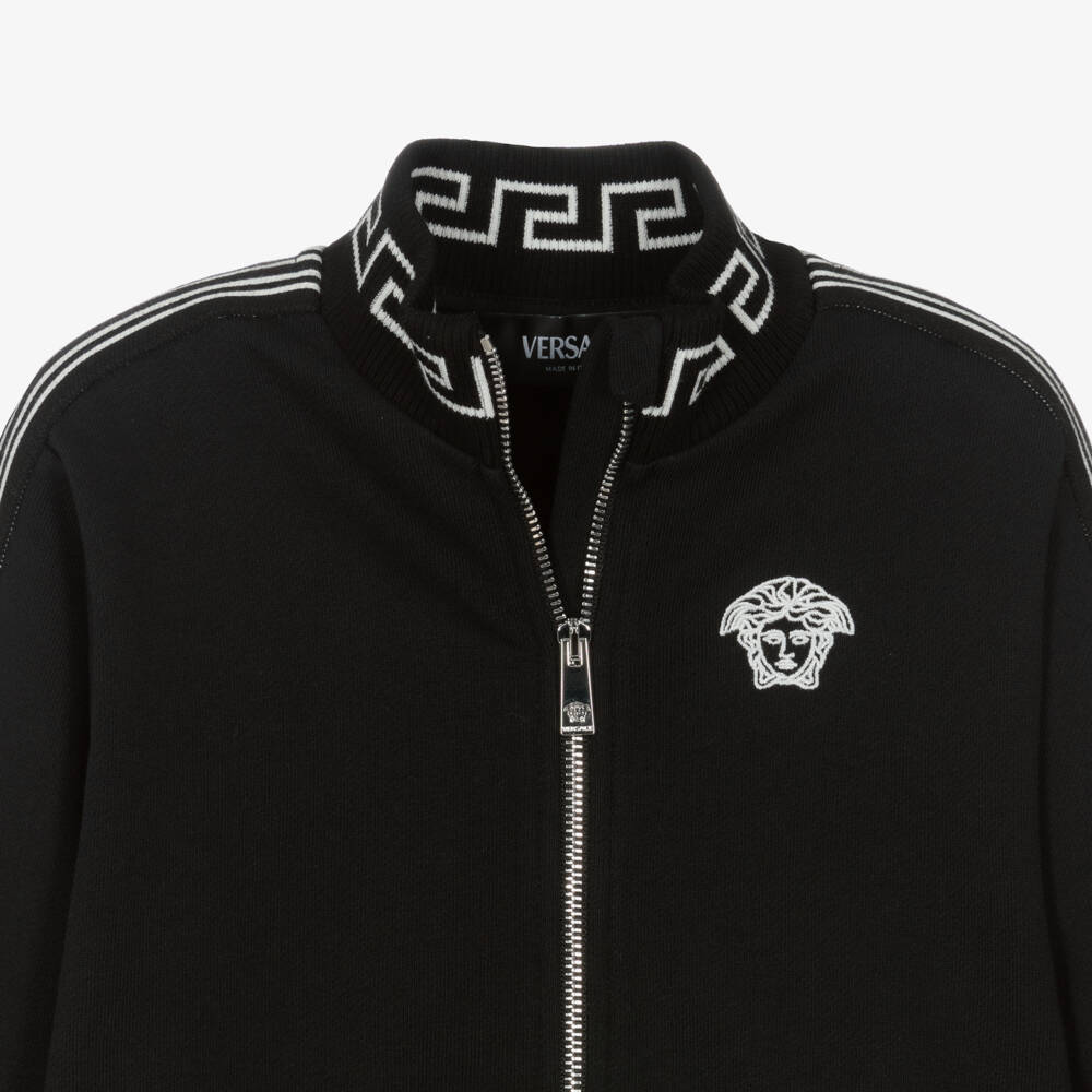 Versace-Черный хлопковый топ на молнии Medusa для мальчиков | Childrensalon Outlet
