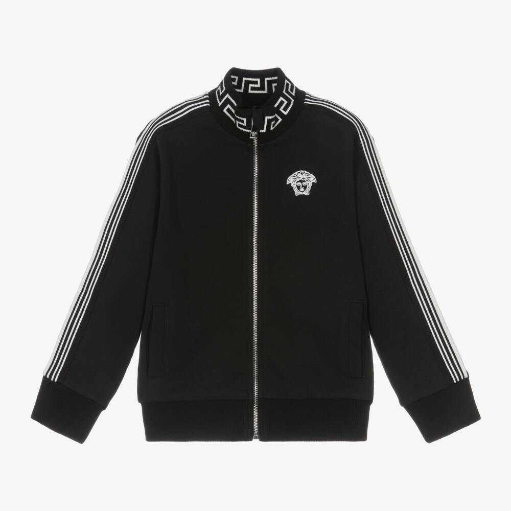 Versace-Черный хлопковый топ на молнии Medusa для мальчиков | Childrensalon Outlet