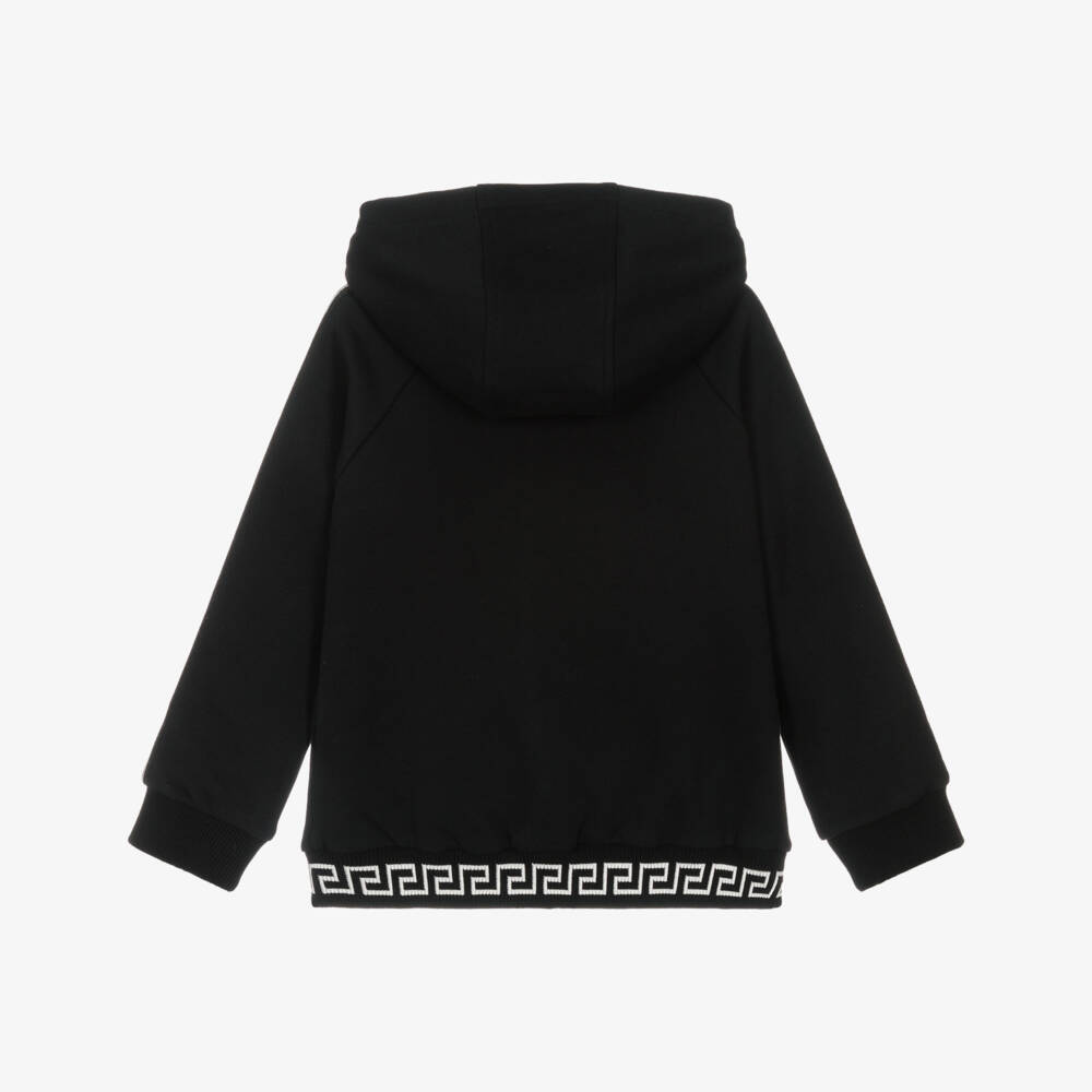 Versace-Черная толстовка на молнии с капюшоном Greca для малышей | Childrensalon Outlet