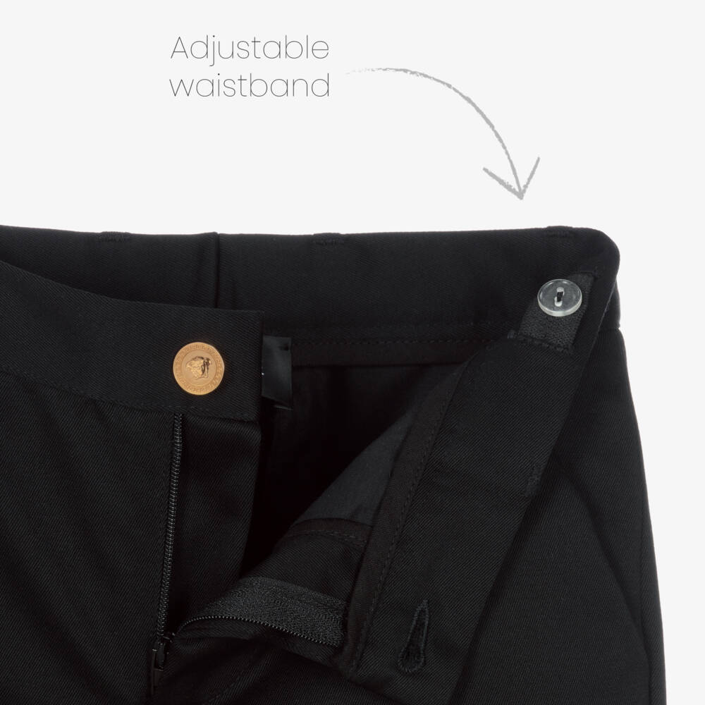 Versace-Boys Black Twill Cotton Trousers | Childrensalon Outlet
