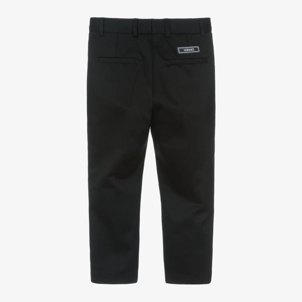 Versace-Boys Black Twill Cotton Trousers | Childrensalon Outlet