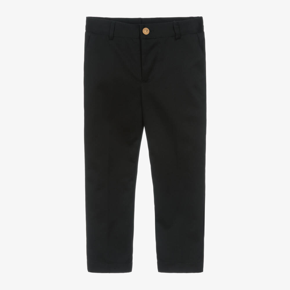 Versace-Boys Black Twill Cotton Trousers | Childrensalon Outlet