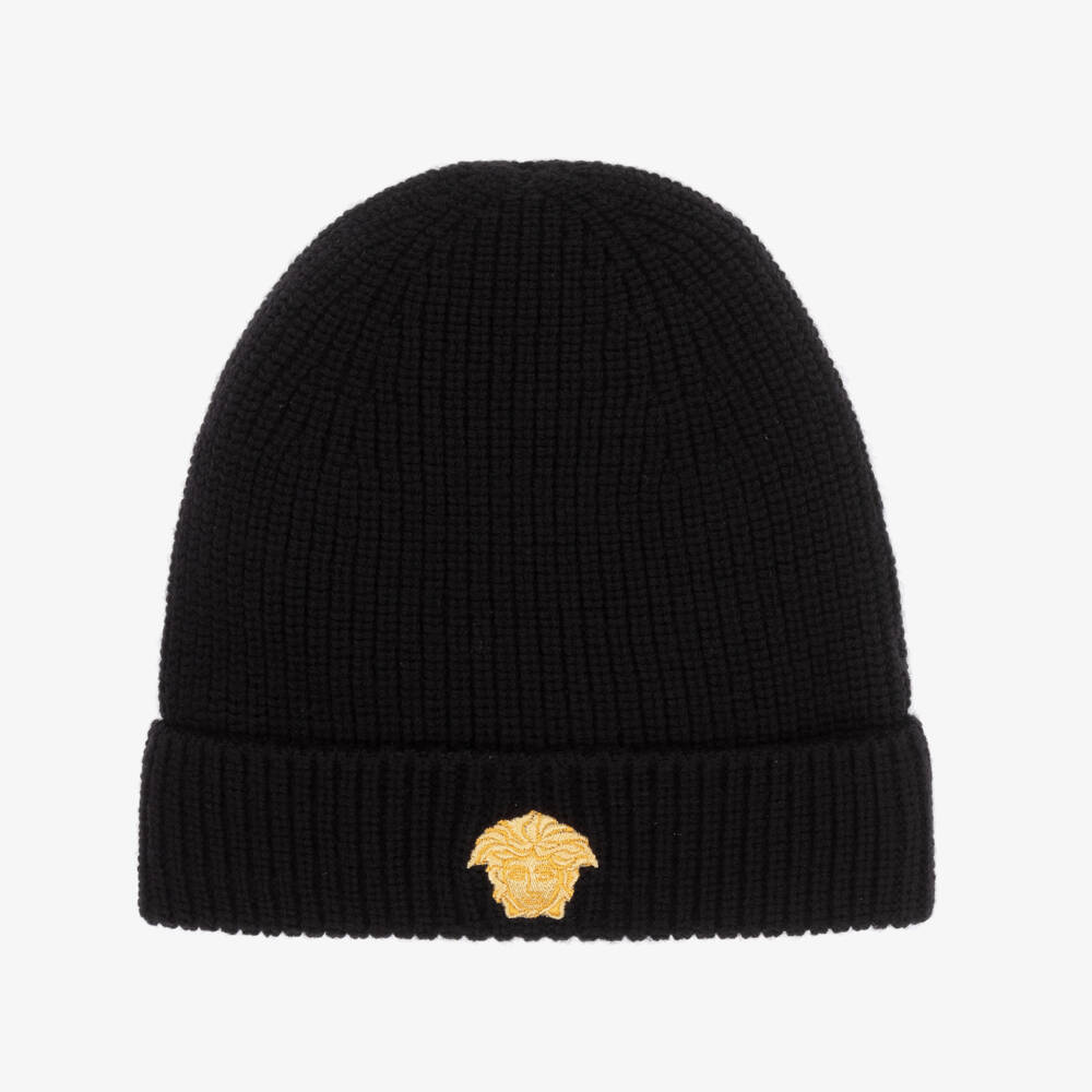 Versace-Boys Black Wool Medusa Beanie | Childrensalon Outlet