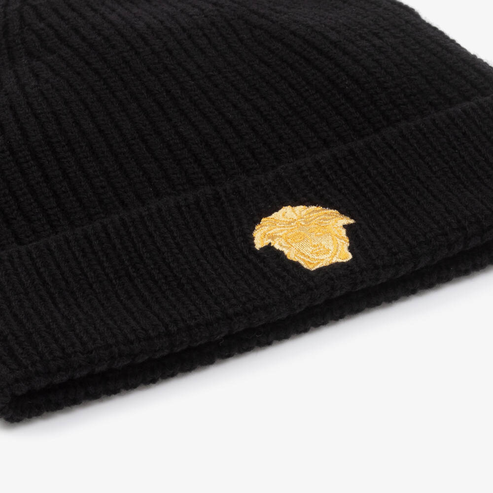 Versace-Boys Black Wool Medusa Beanie | Childrensalon Outlet