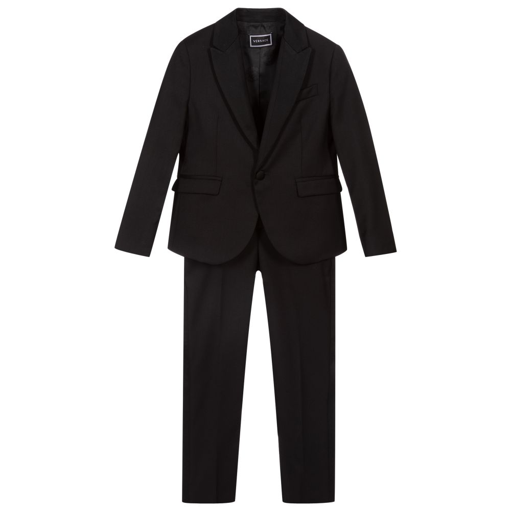 Versace - Boys Black Wool Tuxedo Suit | Childrensalon Outlet