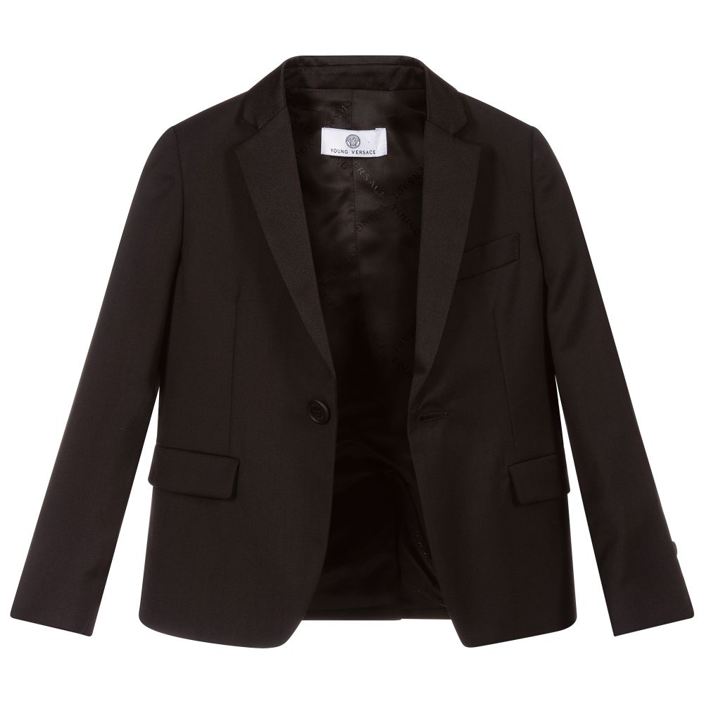 Versace-Boys Black Wool Tuxedo Suit | Childrensalon Outlet