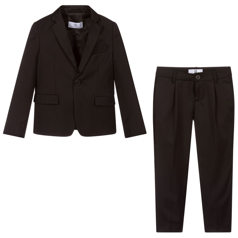 Versace-Boys Black Wool Tuxedo Suit | Childrensalon Outlet