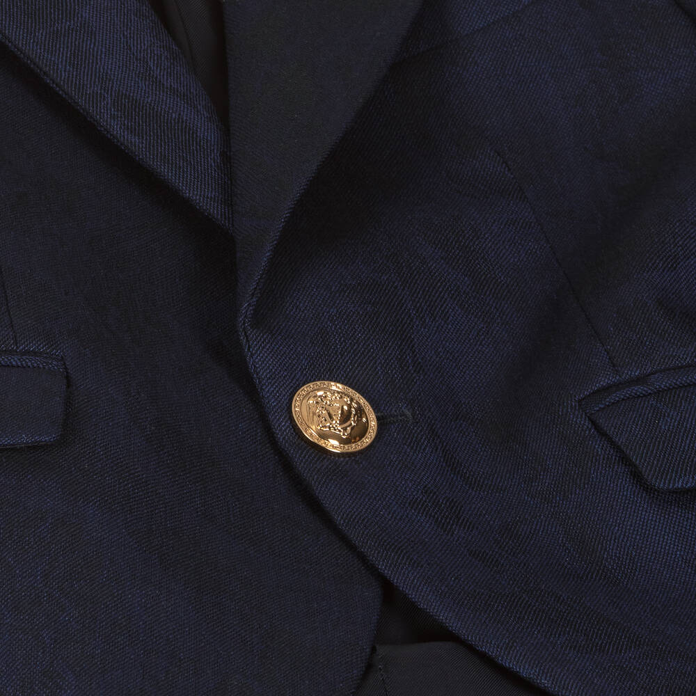 Versace-Синий шерстяной блейзер Barocco для мальчиков | Childrensalon Outlet