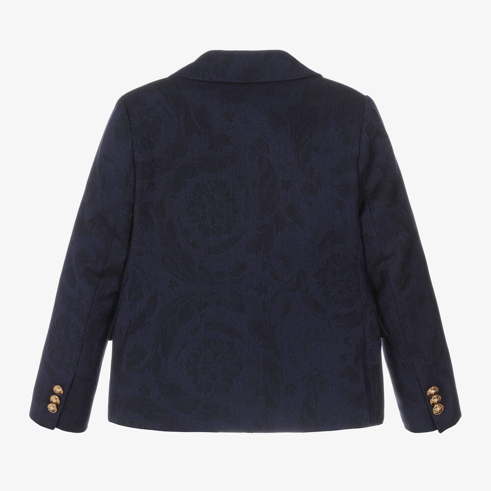 Versace-Синий шерстяной блейзер Barocco для мальчиков | Childrensalon Outlet