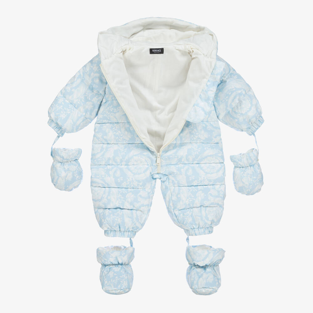 Versace-Boys Blue Baroque Pattern Snowsuit | Childrensalon Outlet
