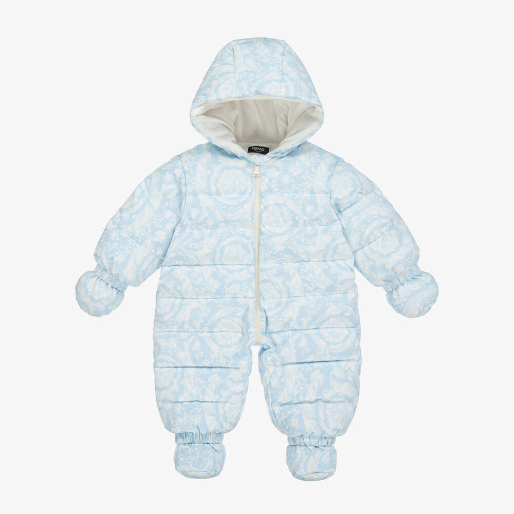 Versace-أفرول للثلج بطبعة الباروك مبطن بريش لون أزرق | Childrensalon Outlet