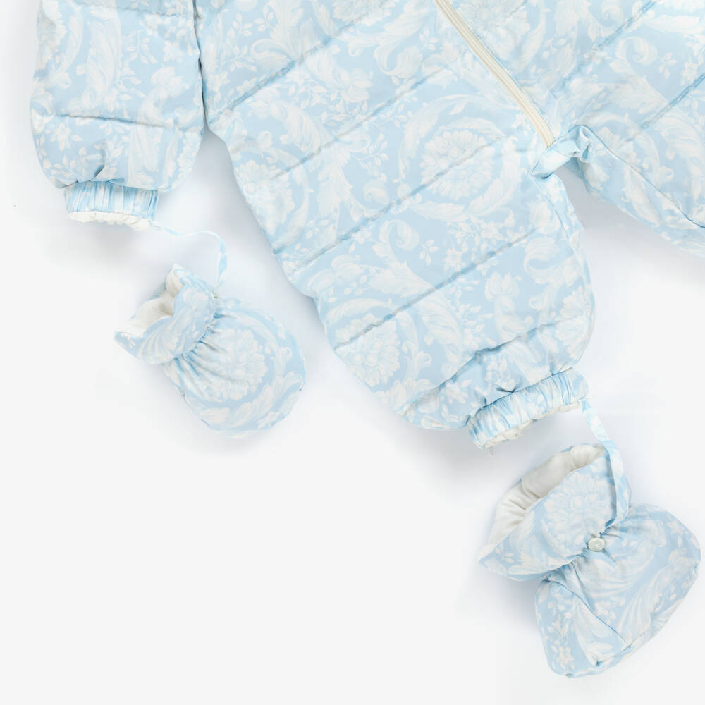 Versace-Boys Blue Baroque Pattern Snowsuit | Childrensalon Outlet