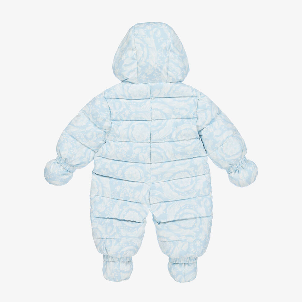 Versace-Boys Blue Baroque Pattern Snowsuit | Childrensalon Outlet