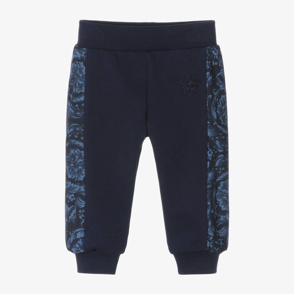 Versace-Boys Blue Cotton Barocco Joggers | Childrensalon Outlet