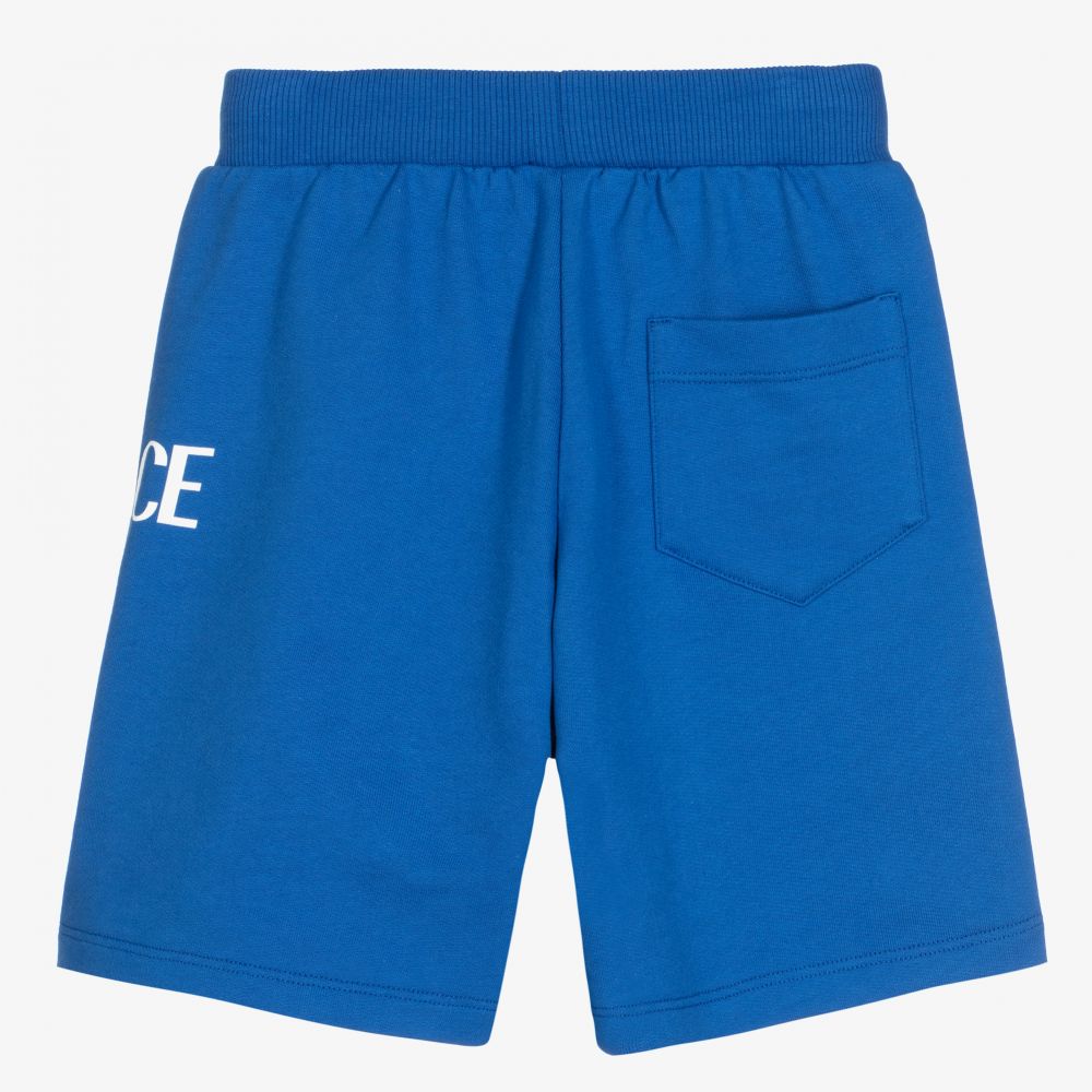 Versace-Boys Blue Cotton Greca Shorts | Childrensalon Outlet