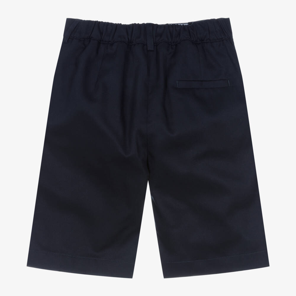 Versace-Boys Blue Cotton Greca Shorts | Childrensalon Outlet
