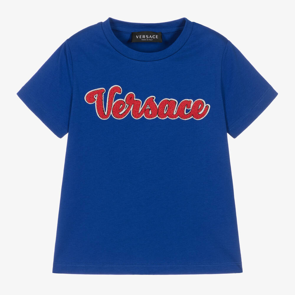 Versace - تيشيرت قطن لون أزرق للأولاد | Childrensalon