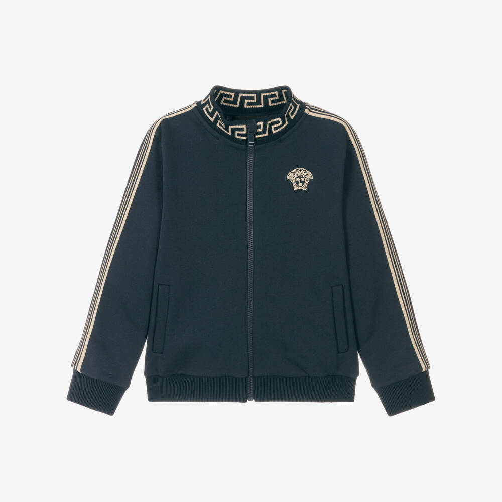 Versace-جاكيت أزرق قطني بشعار للأولاد | Childrensalon Outlet