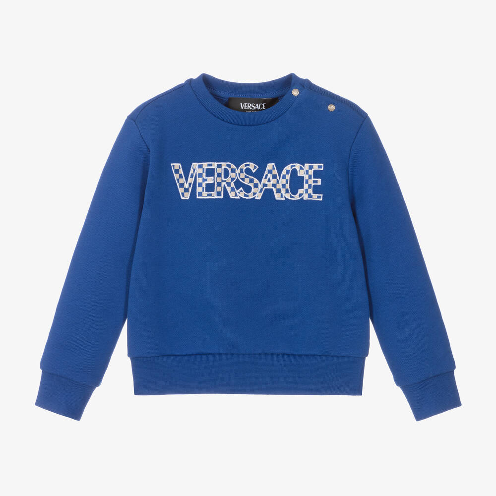 Versace Boys Blue Cotton Sweatshirt Childrensalon Outlet