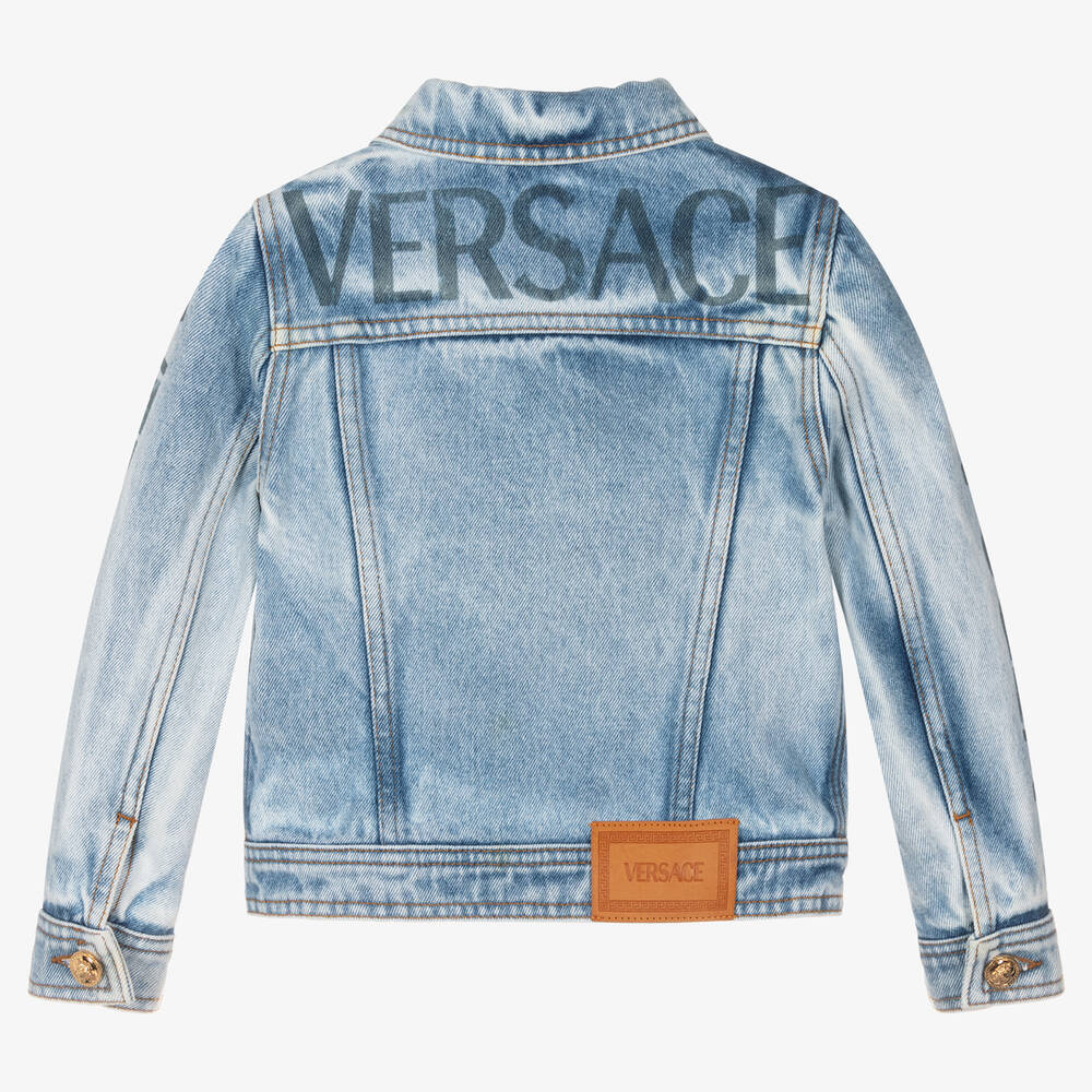 Versace-جاكيت قطن دنيم لون أزرق فاتح للأولاد | Childrensalon Outlet