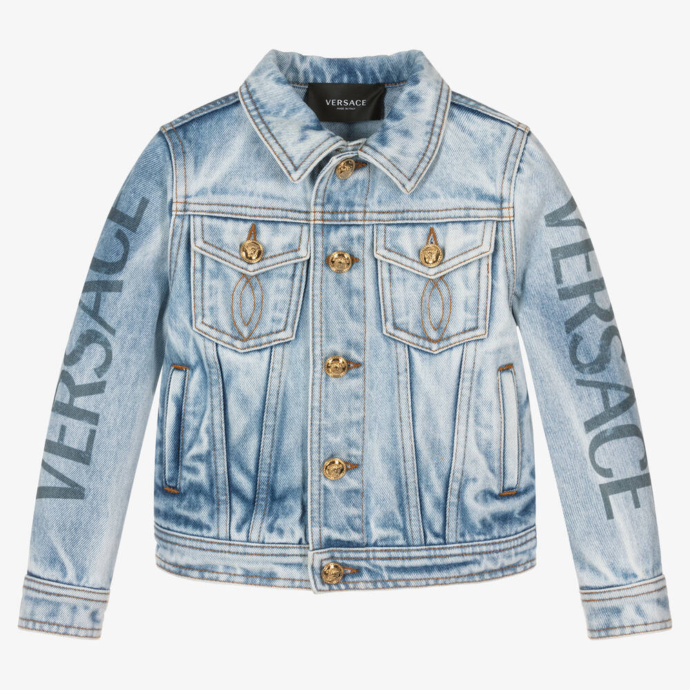 Versace - Boys Blue Denim Logo Jacket | Childrensalon