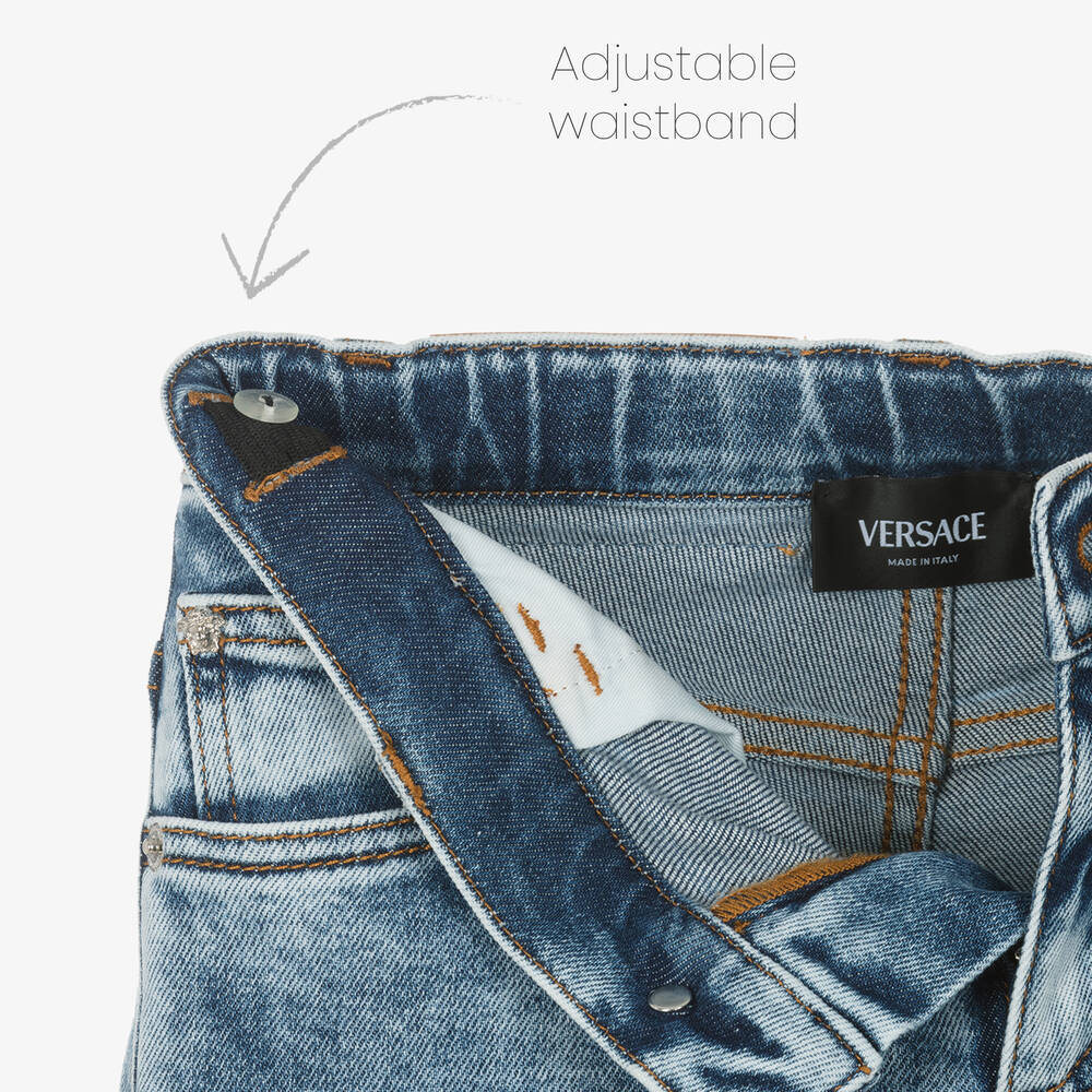Versace-جينز قطن دنيم لون أزرق للأولاد | Childrensalon Outlet