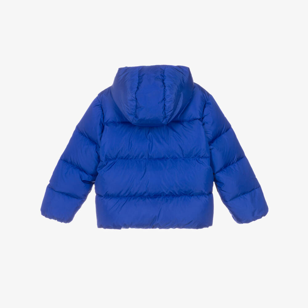 Versace-Пуховик кобальтовый для мальчиков | Childrensalon Outlet