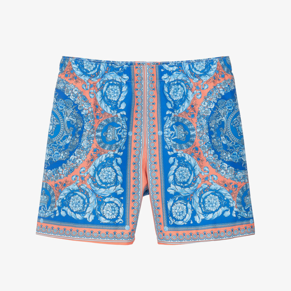 Versace-Boys Blue Electric Barocco Print Swim Shorts | Childrensalon Outlet