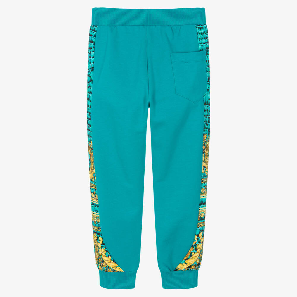 Versace-Boys Blue & Gold Barocco Crocodile Joggers | Childrensalon Outlet