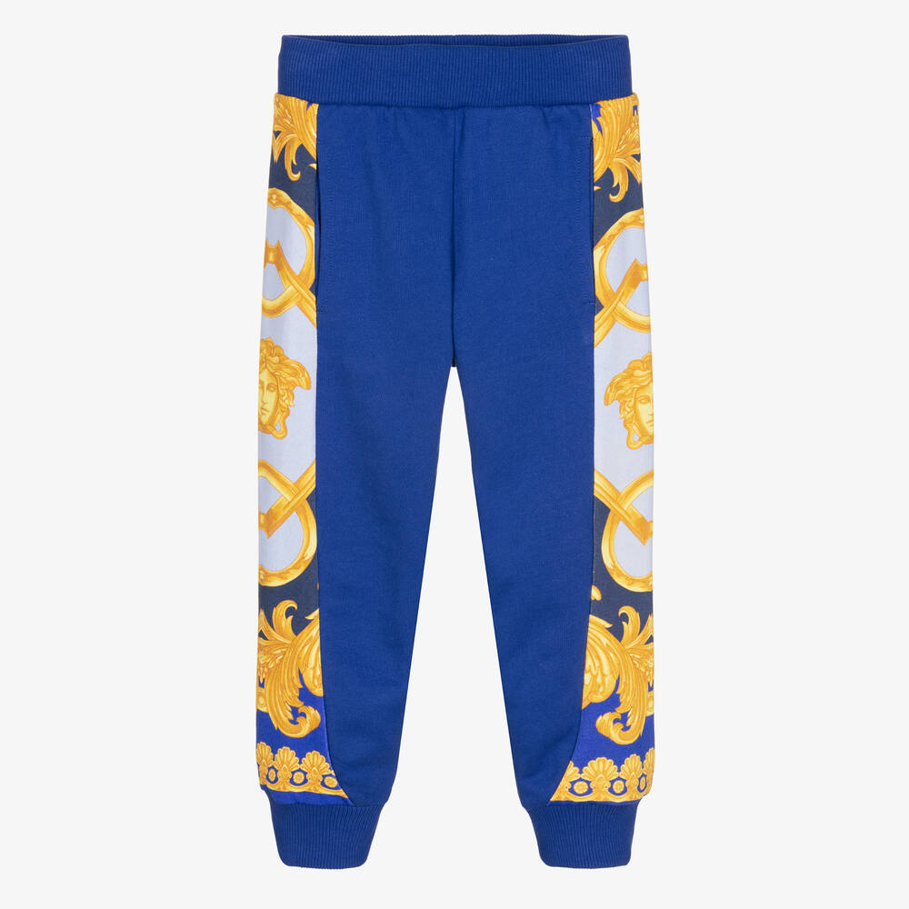 Versace - Boys Blue & Gold Barocco Joggers | Childrensalon