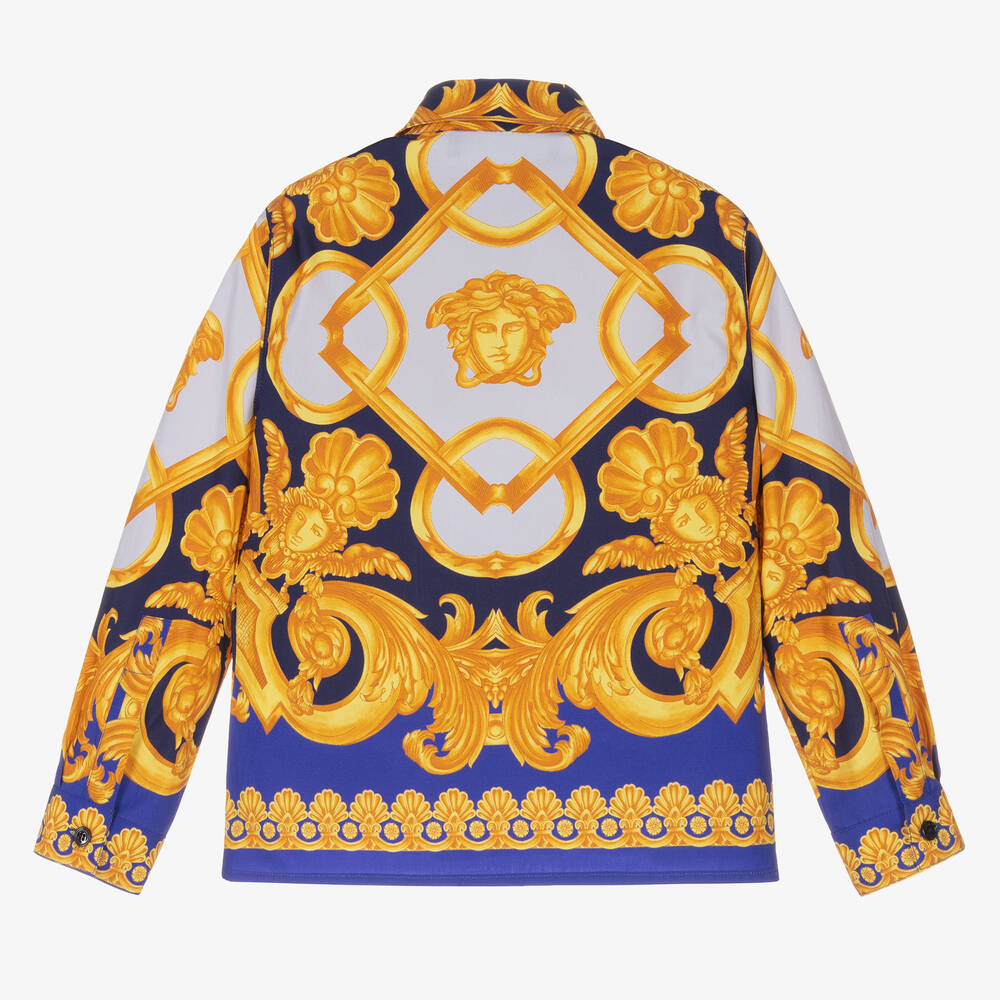 Versace Boys Blue Gold Barocco Shirt Childrensalon Outlet