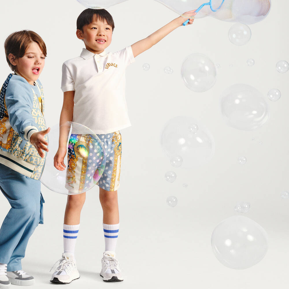 Versace - Boys Blue & Gold Bomber Jacket | Childrensalon Outlet