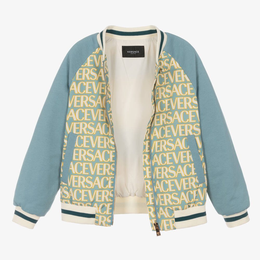 Versace-Boys Blue & Gold Bomber Jacket | Childrensalon Outlet