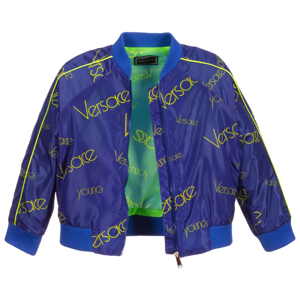 Versace - Boys Blue & Green Logo Jacket | Childrensalon Outlet