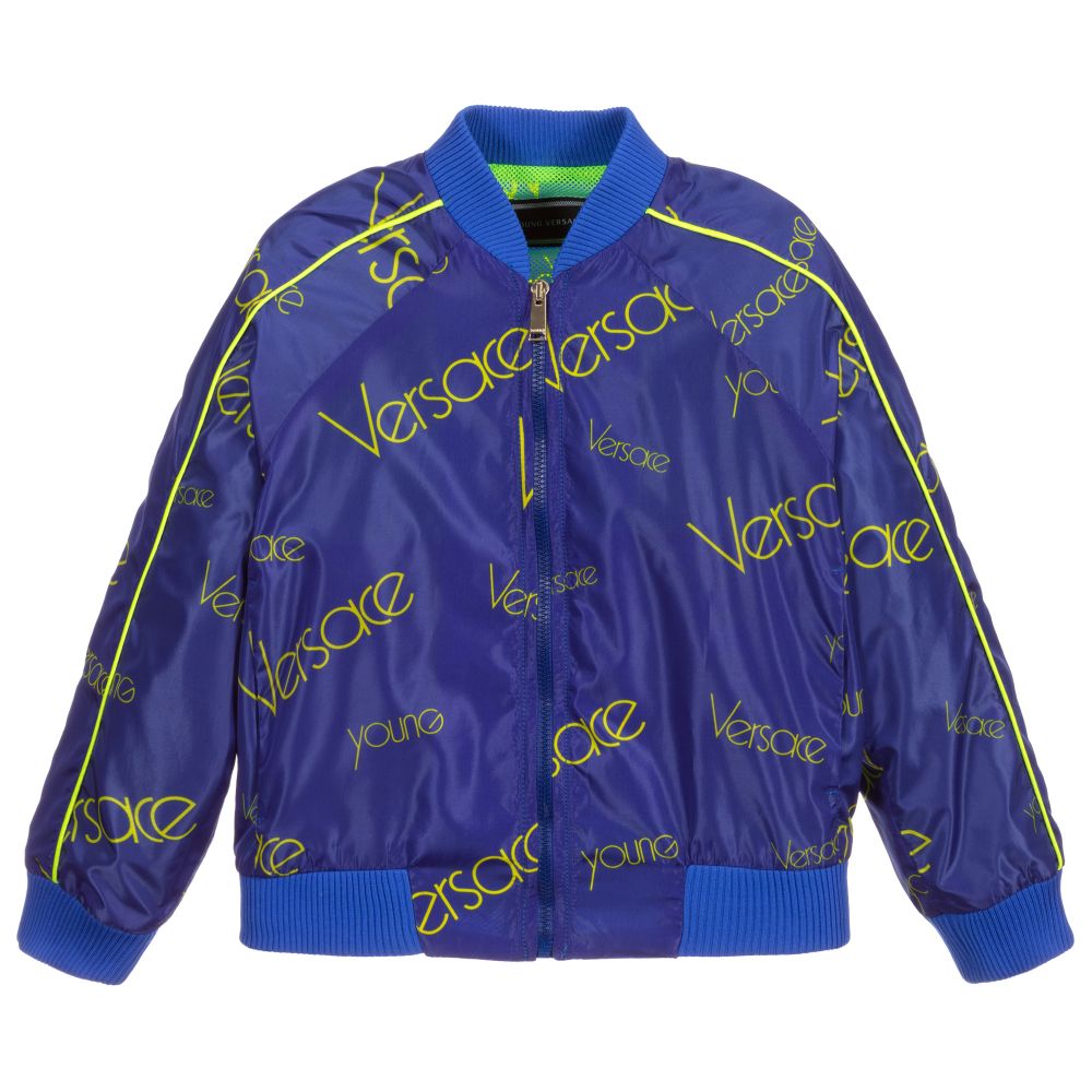 Versace - Boys Blue & Green Logo Jacket | Childrensalon