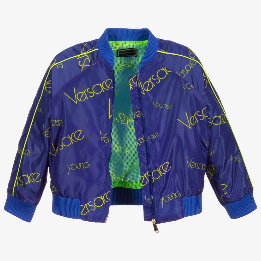 ジャケット Versace Jackets Versace - Boys Blue & Green Logo Jacket | Childrensalon Outlet