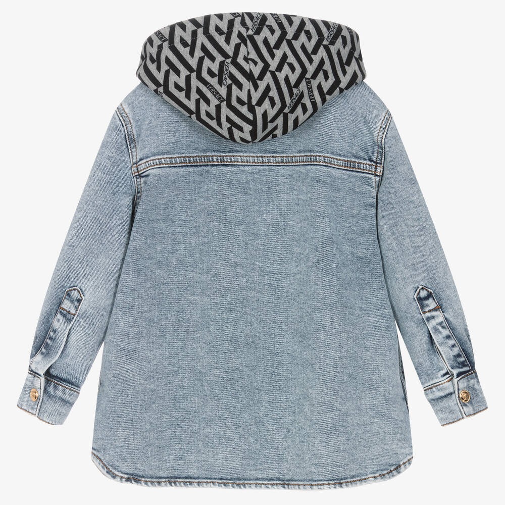 Versace-Синяя джинсовая куртка с капюшоном | Childrensalon Outlet