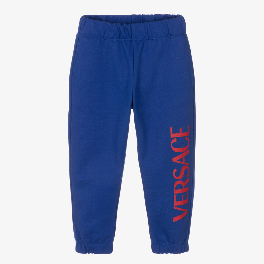Versace - Bas de jogging bleu en coton garçon | Childrensalon