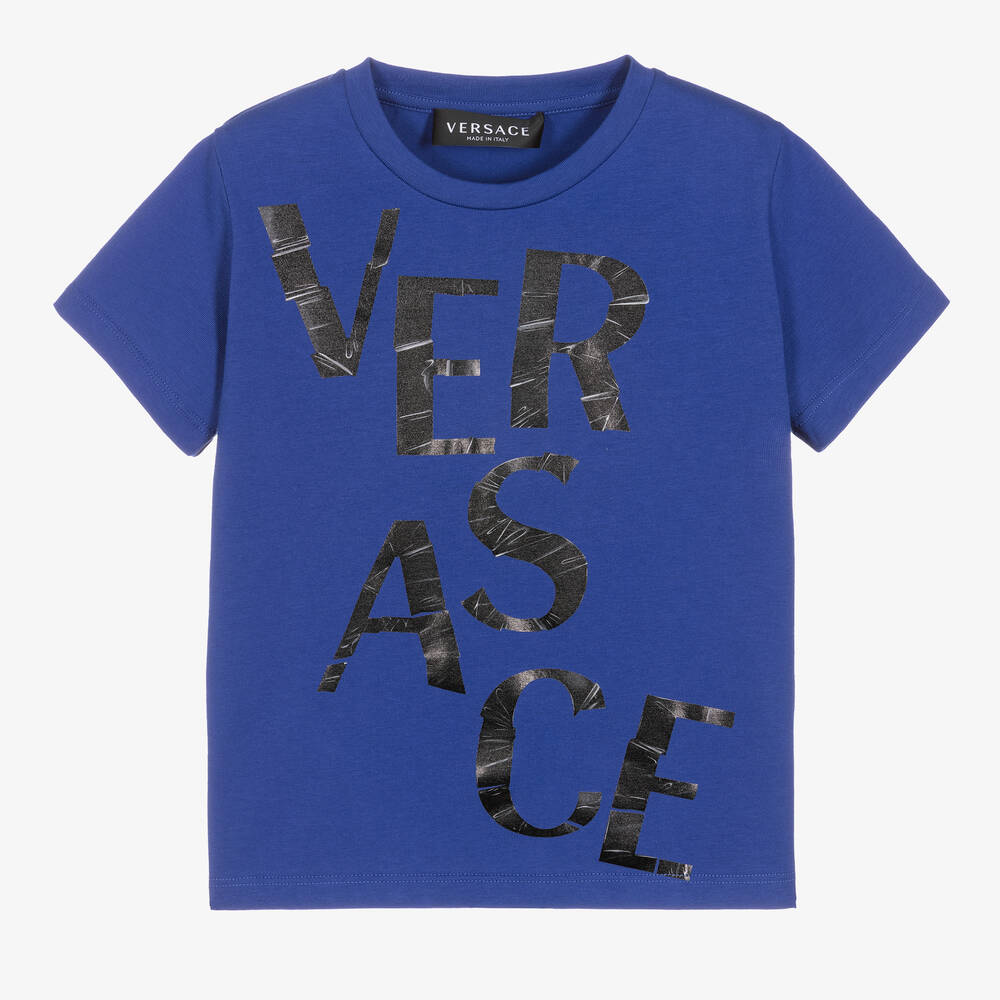 Versace - Boys Blue Logo T-Shirt | Childrensalon