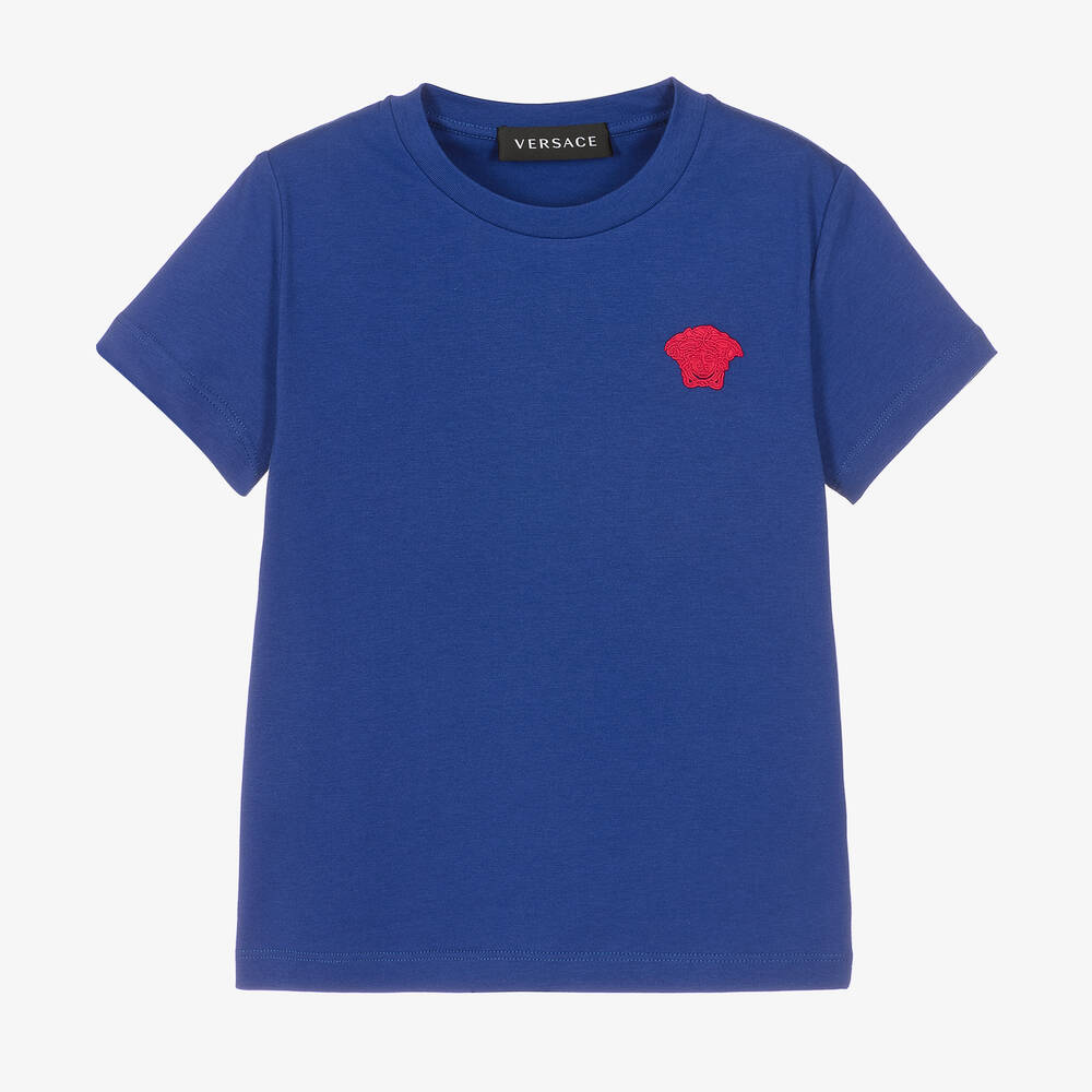 Versace - T-shirt bleu et rose Medusa garçon | Childrensalon