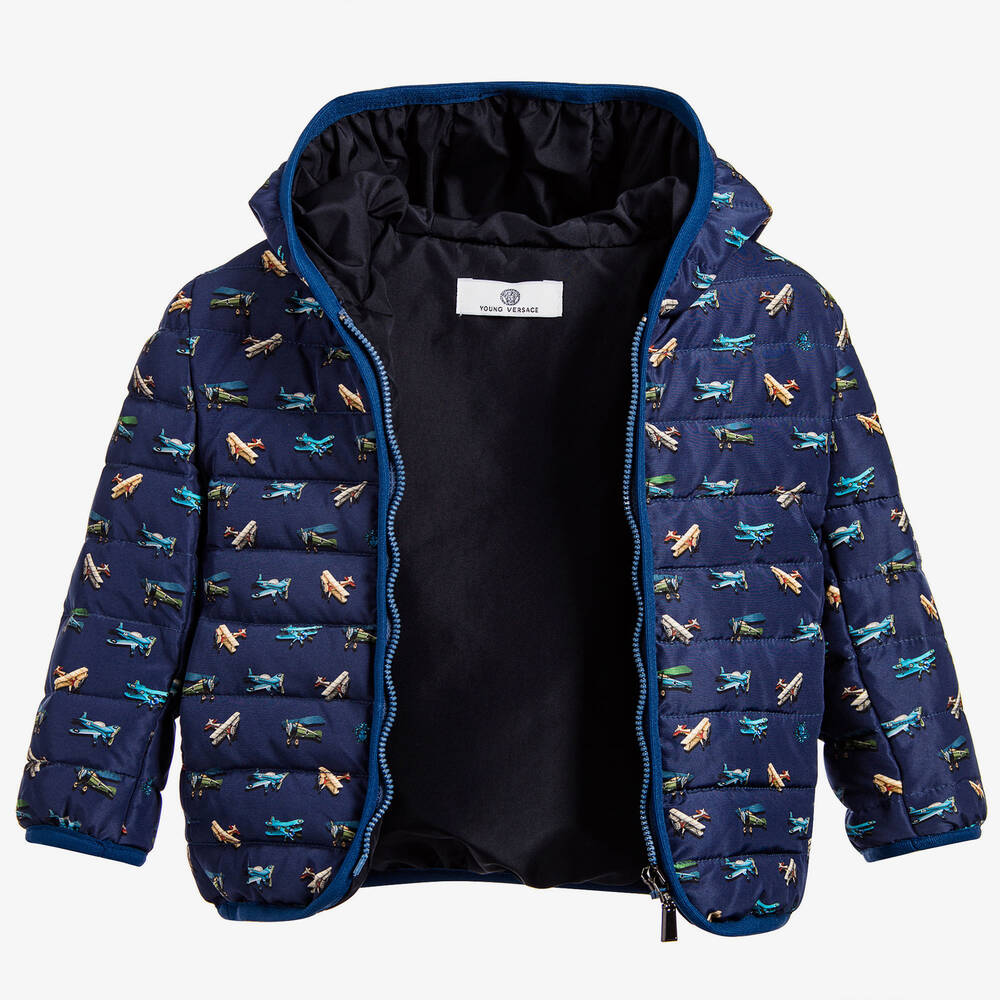 Versace-Boys Blue Plane Print Jacket | Childrensalon Outlet