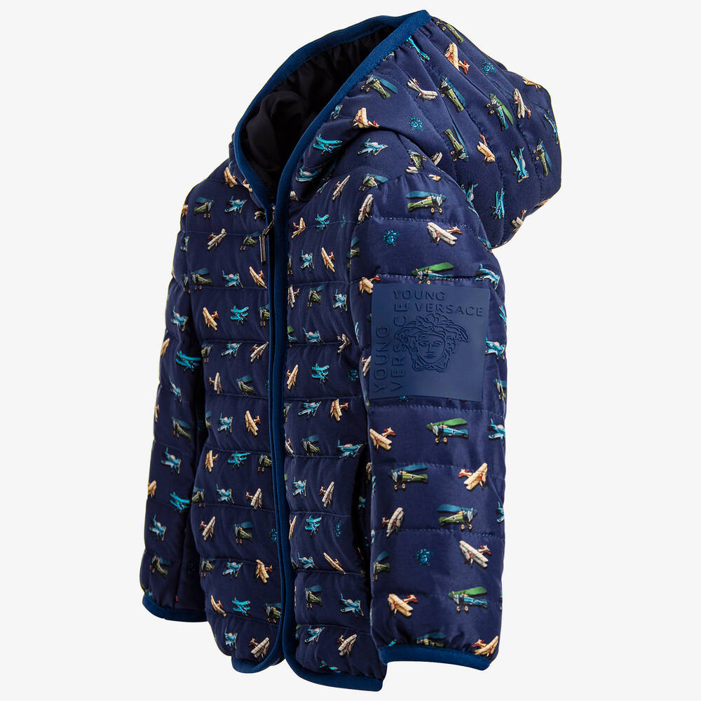 Versace-Boys Blue Plane Print Jacket | Childrensalon Outlet
